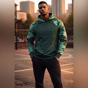 Green Camouflage Hoodie for Men